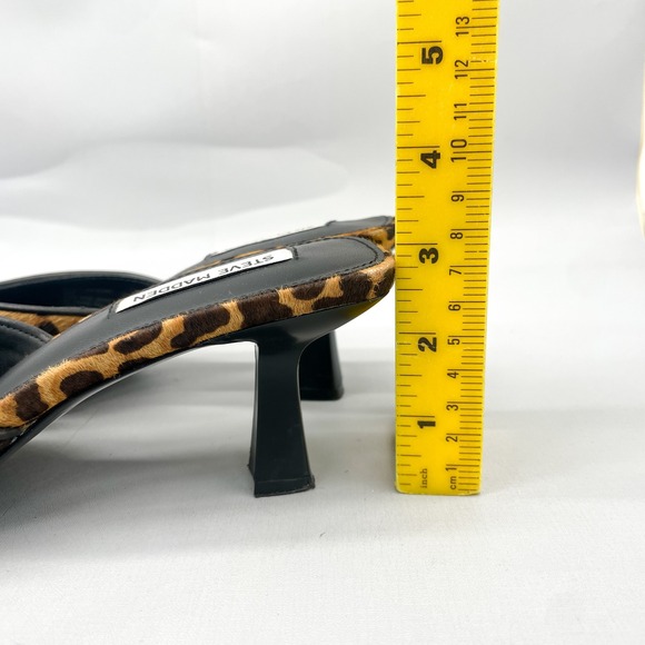 Steve Madden Womens 10M Mod Leopard Calf Hair Kitten Heel Mule Pointed Toe Slide - Picture 6 of 14